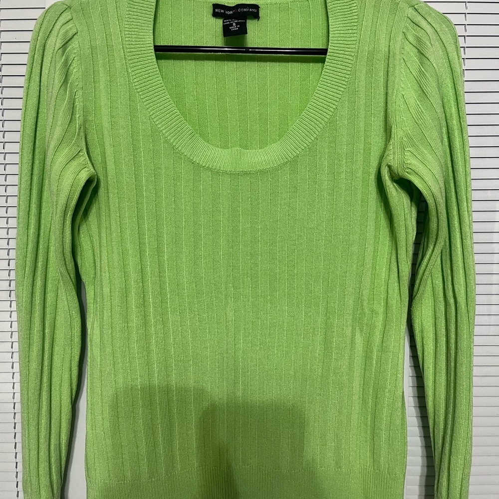 New York & Company Lime Ribbed Sweater